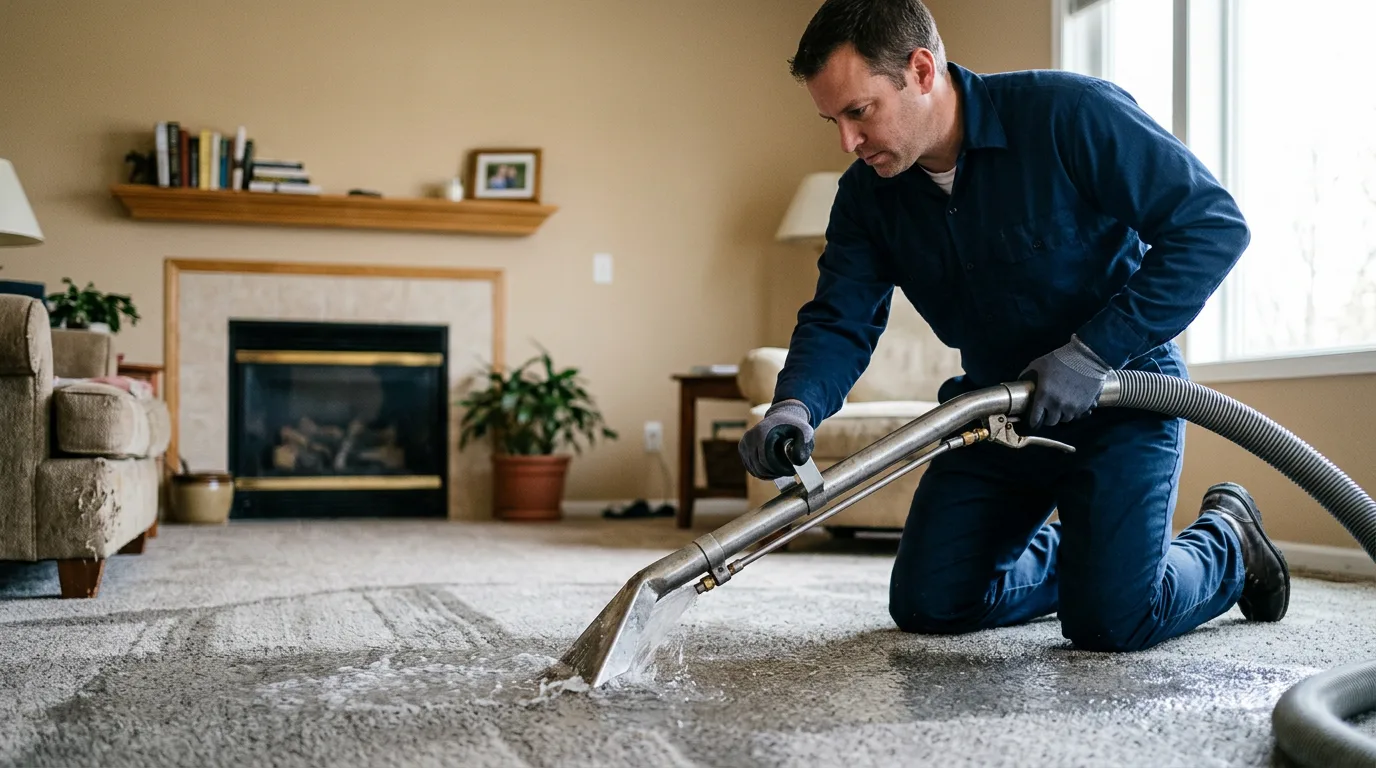 Water damage restoration technician working near Mottville, NY
